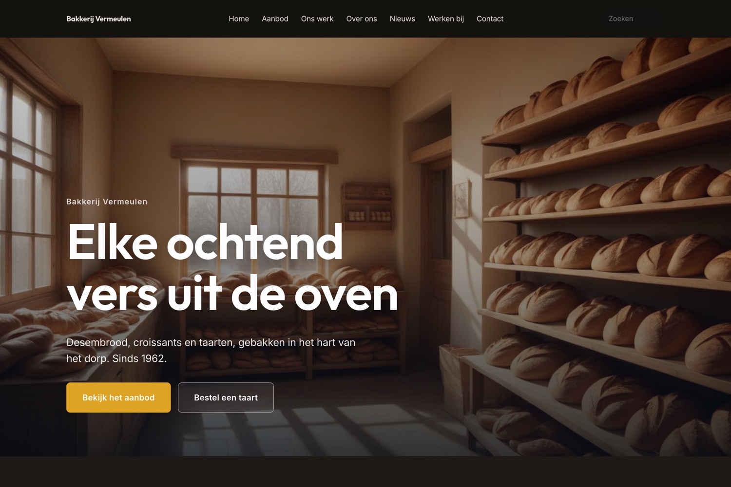 Dezelfde site in het donkere thema Nacht